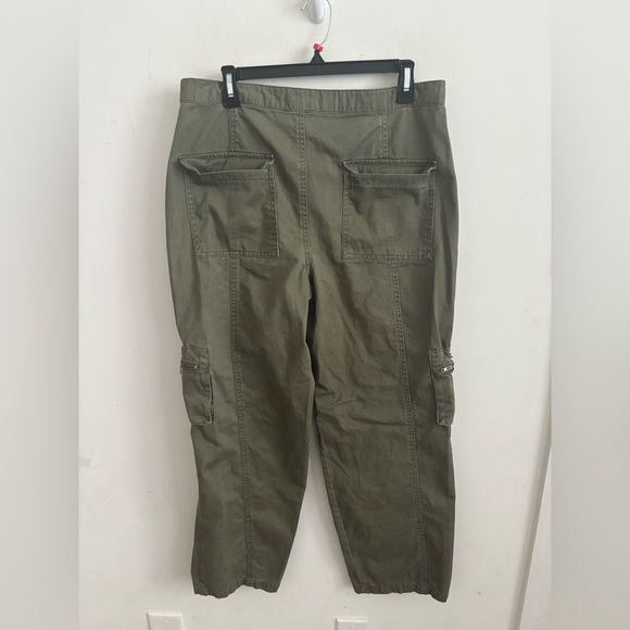 Sixty-siX pants utility cargo wide leg olive green high waist L - Picture 2 of 8